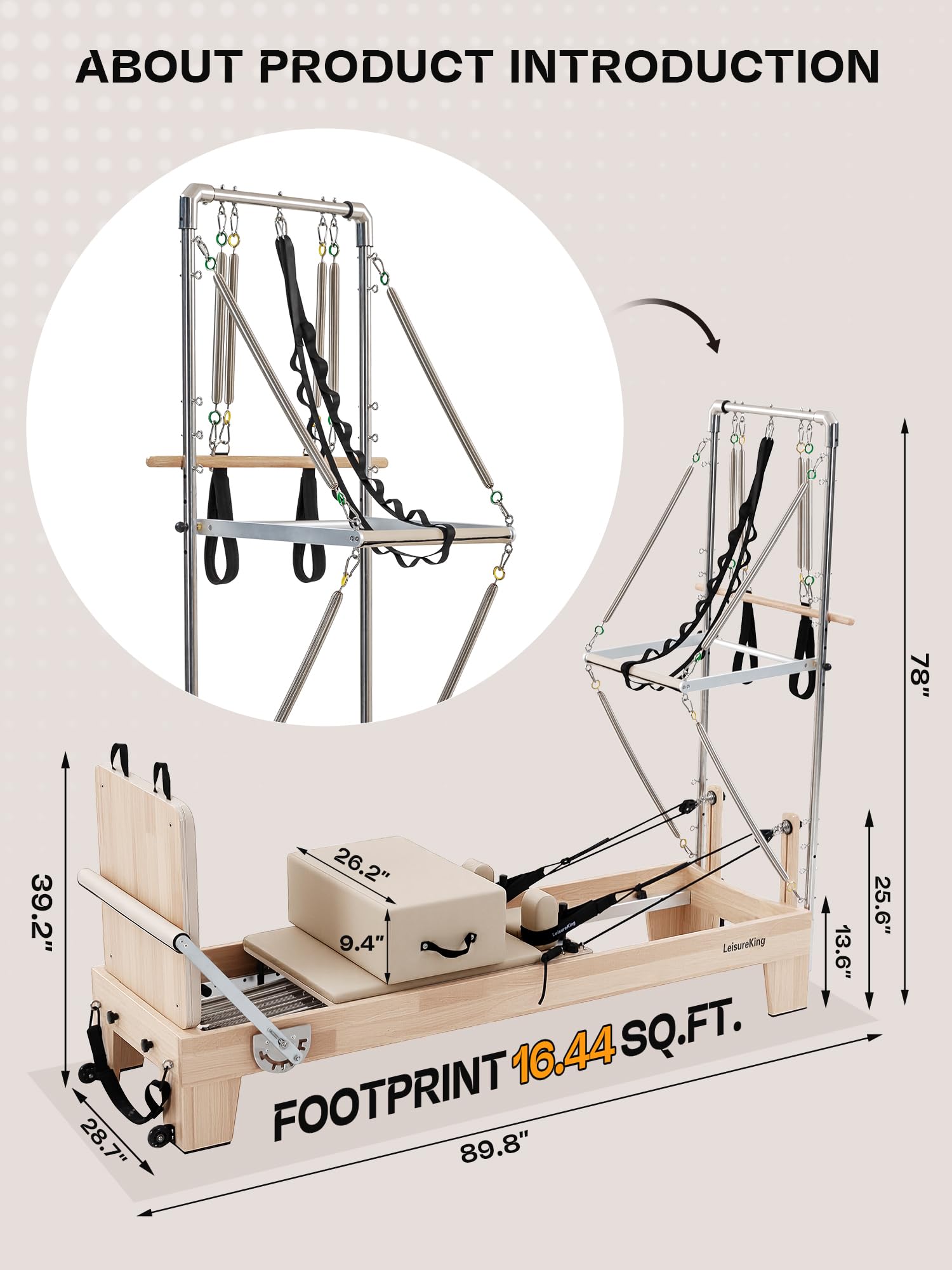 Oak Folding Pilates Machine