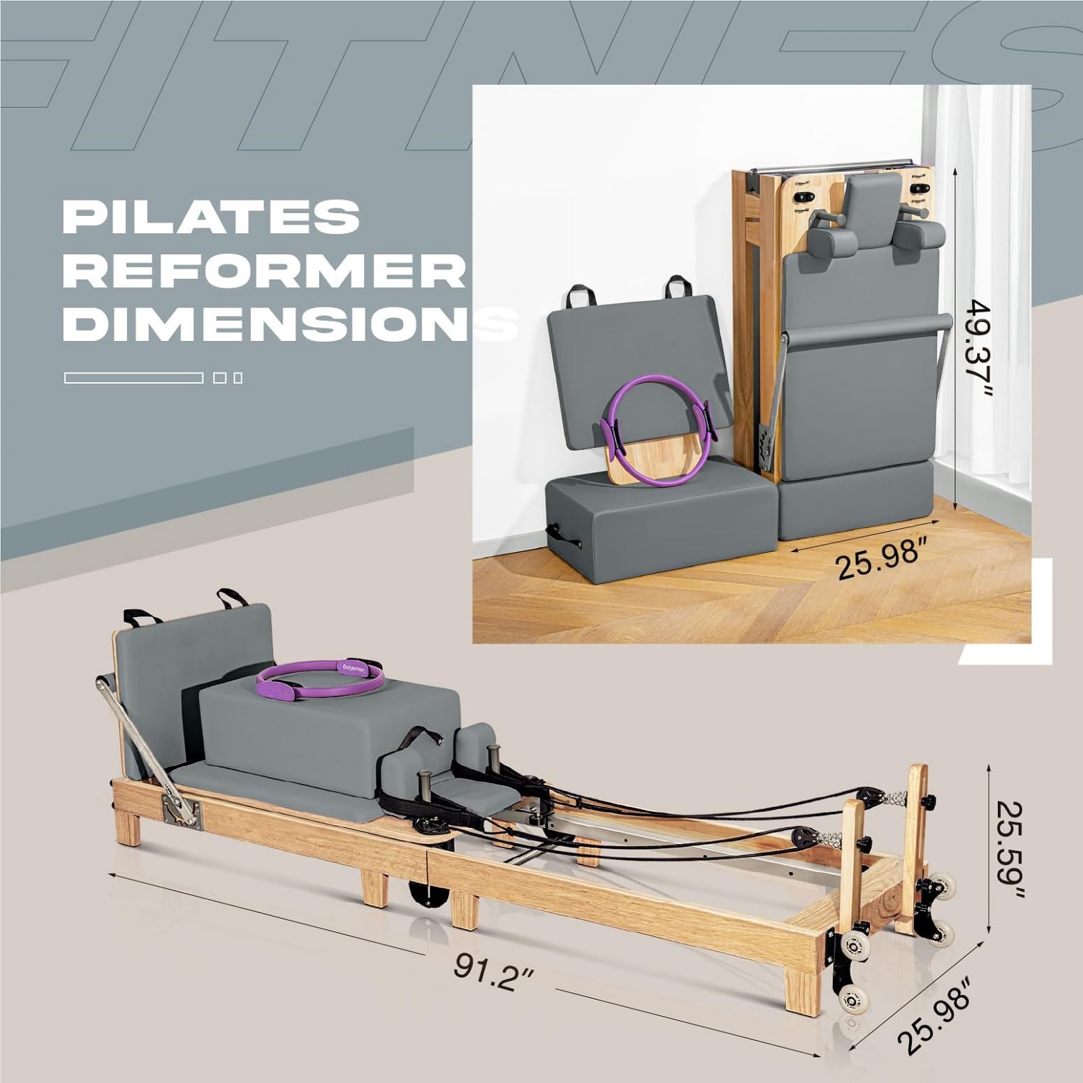 Oak Folding Pilates Machine