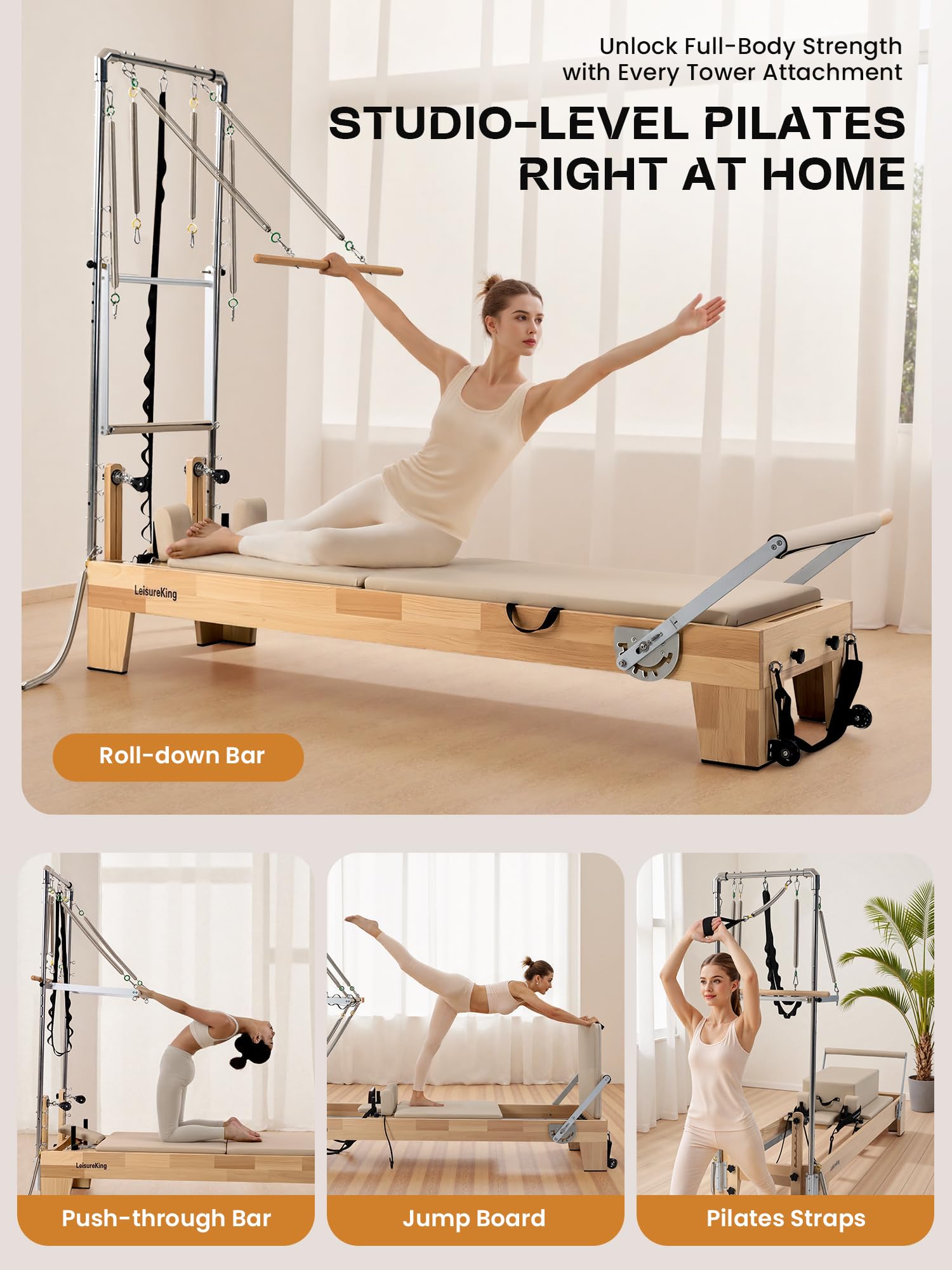 Oak Folding Pilates Machine