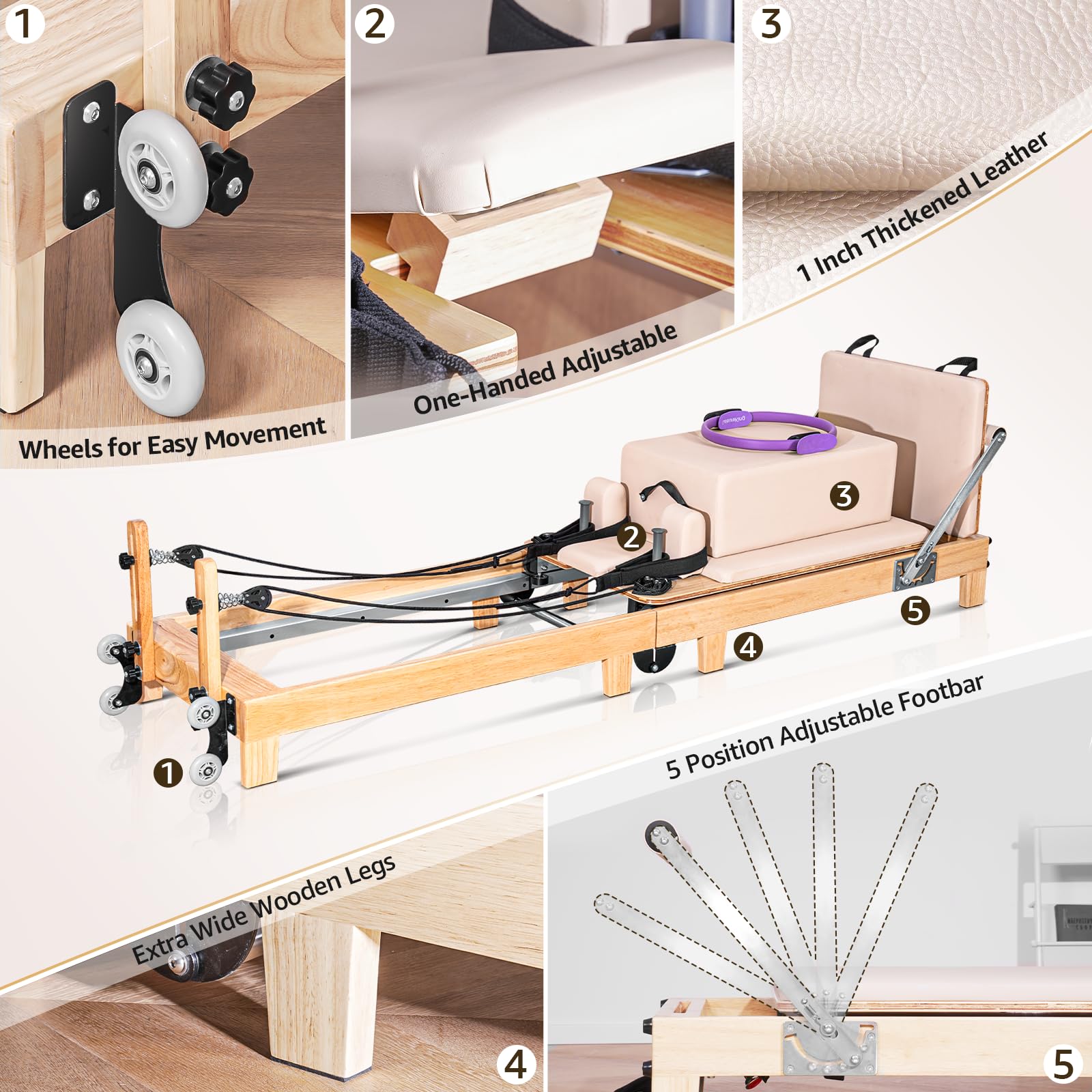 Oak Folding Pilates Machine