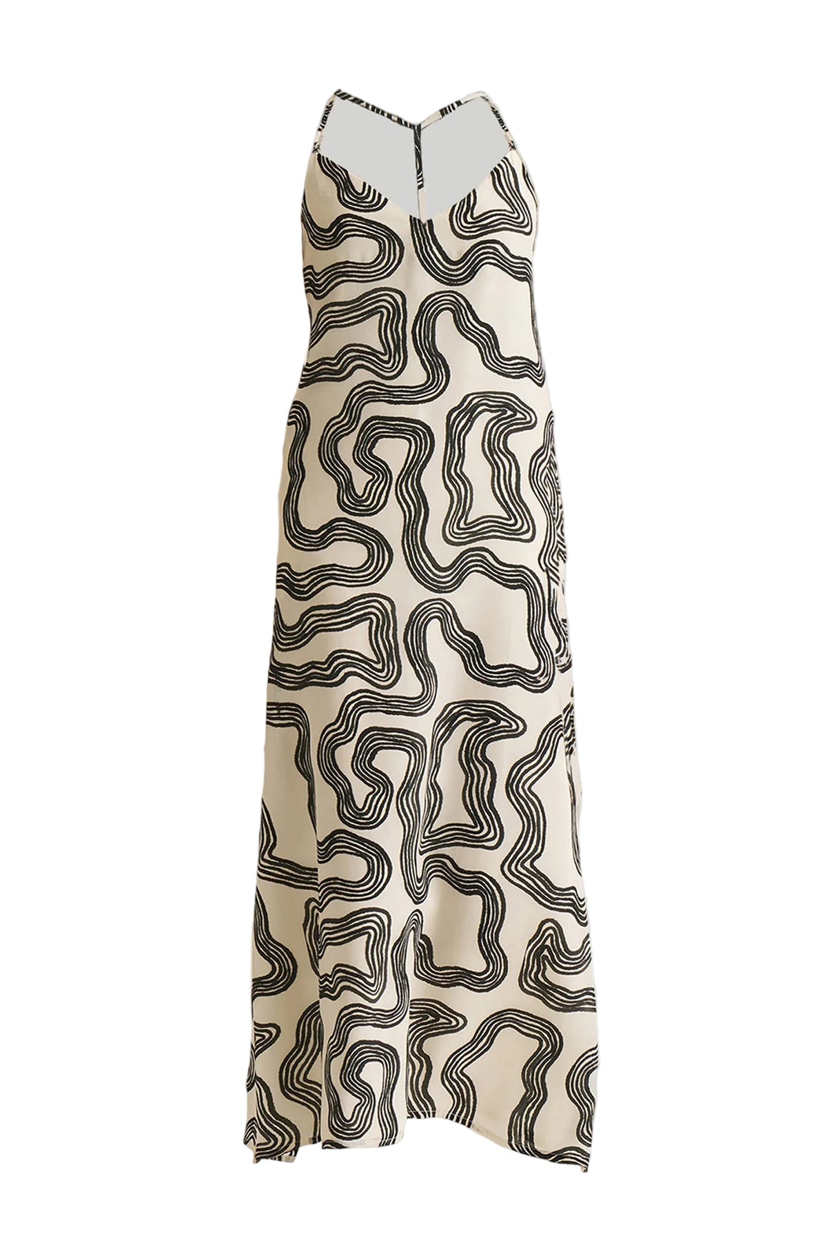 Midi Slip Dress in Black Stripes