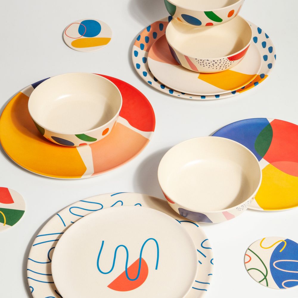 Abstract Bamboo Plate Set - Dinner