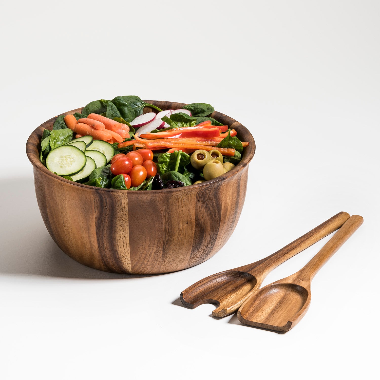 Acacia Large Salad Bowl with Servers