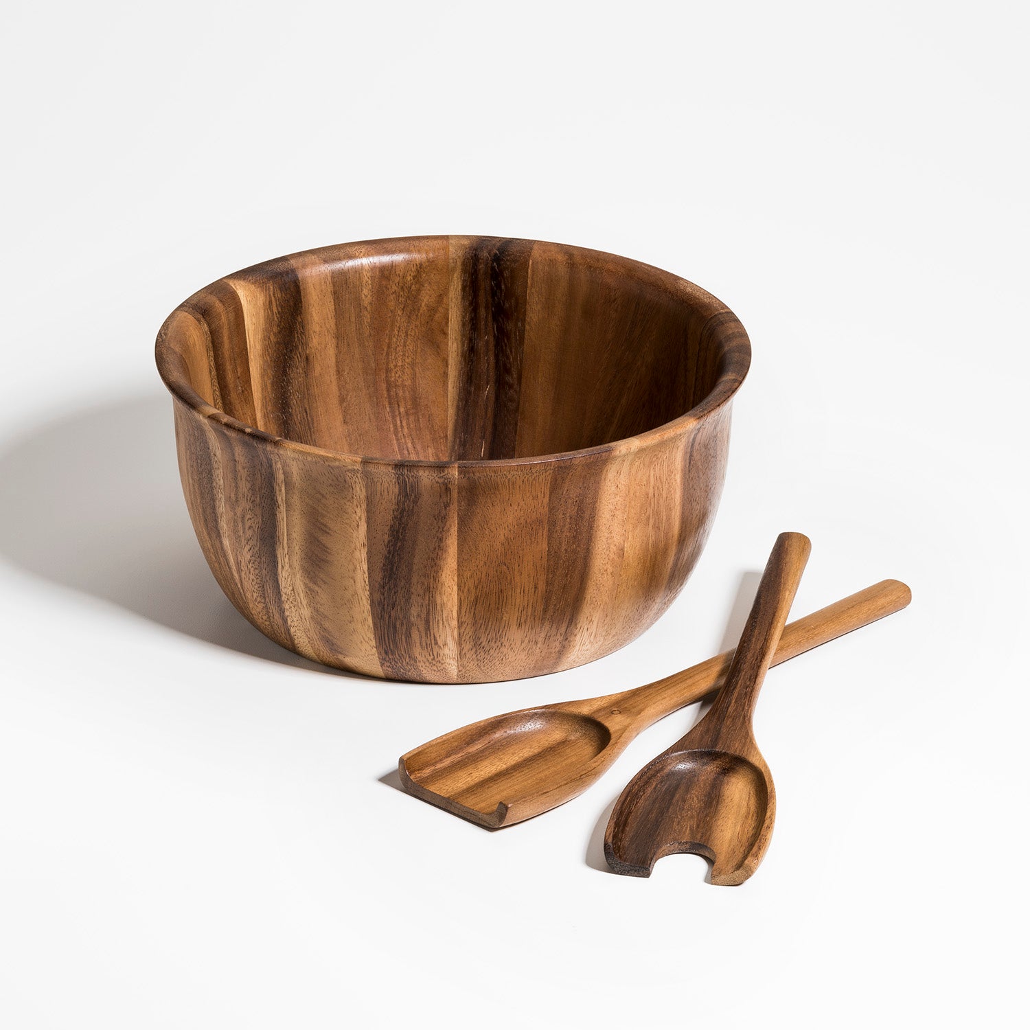 Acacia Large Salad Bowl with Servers