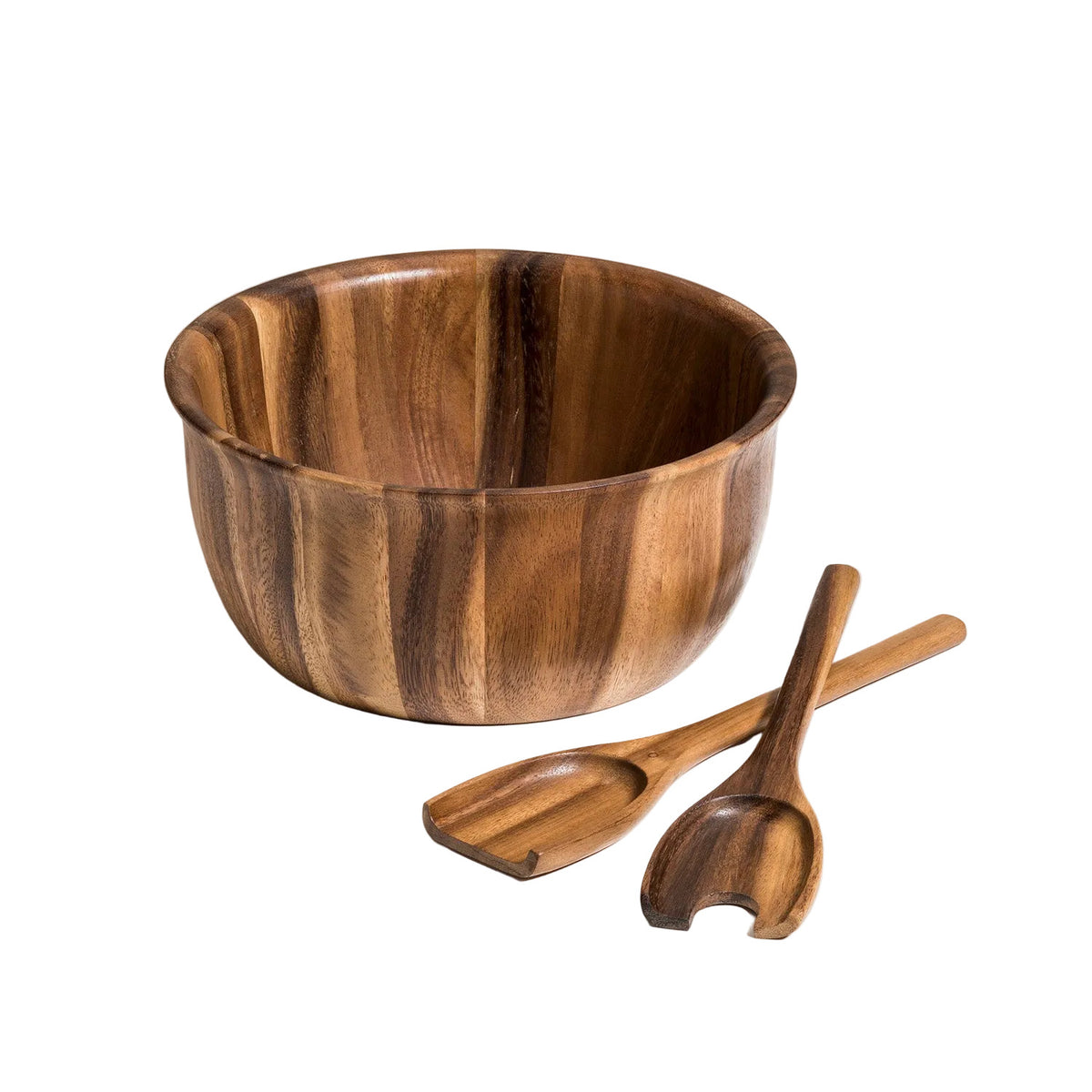 Acacia Large Salad Bowl with Servers