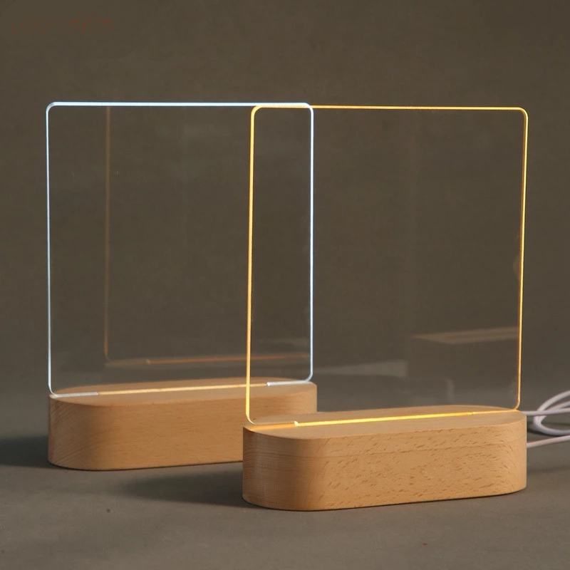 Wood Lamp with Illuminated Message Board