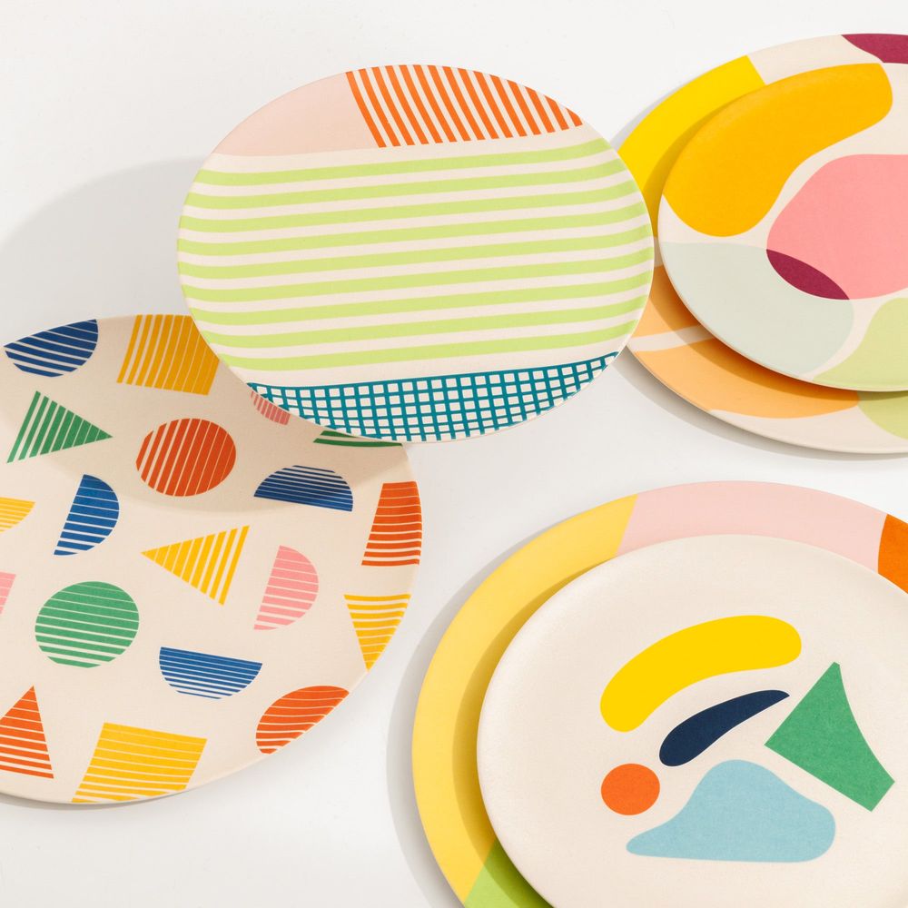 Abstract Bamboo Plate Set - Salad