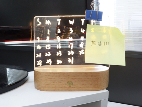Wood Lamp with Illuminated Message Board