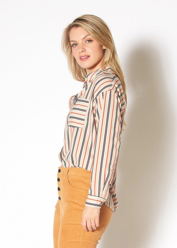 Subliminal Button Up Multi Stripe Shirt