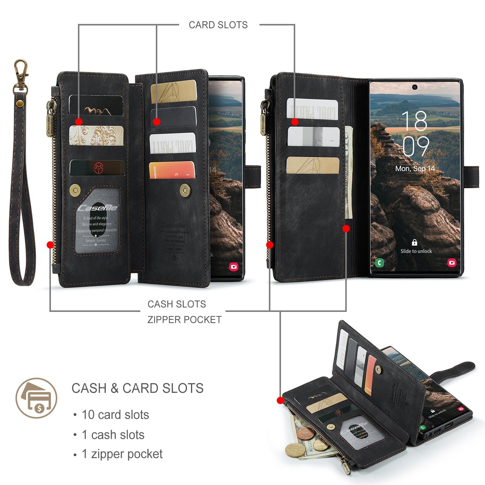 Premium Vegan leather Wallet Case for iPhone