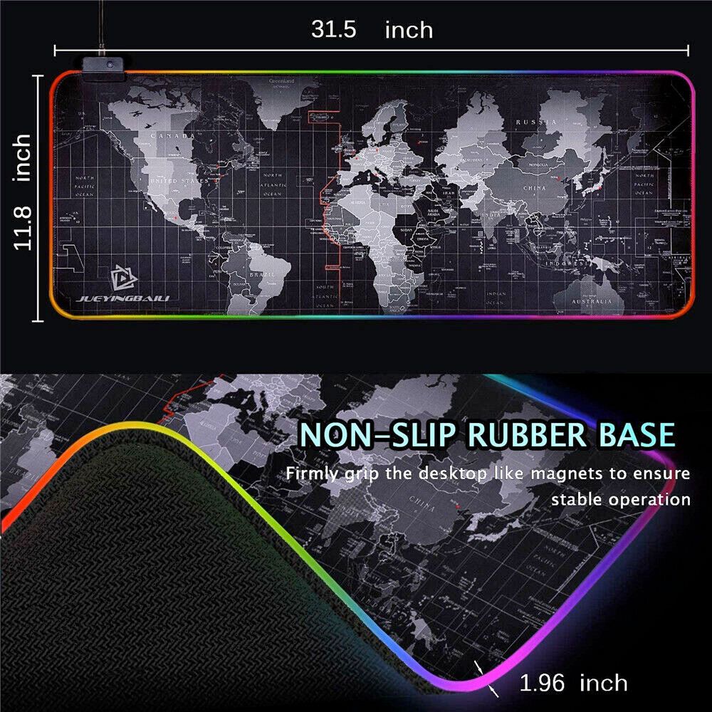 Extra Large World Map Gaming Mouse Pad