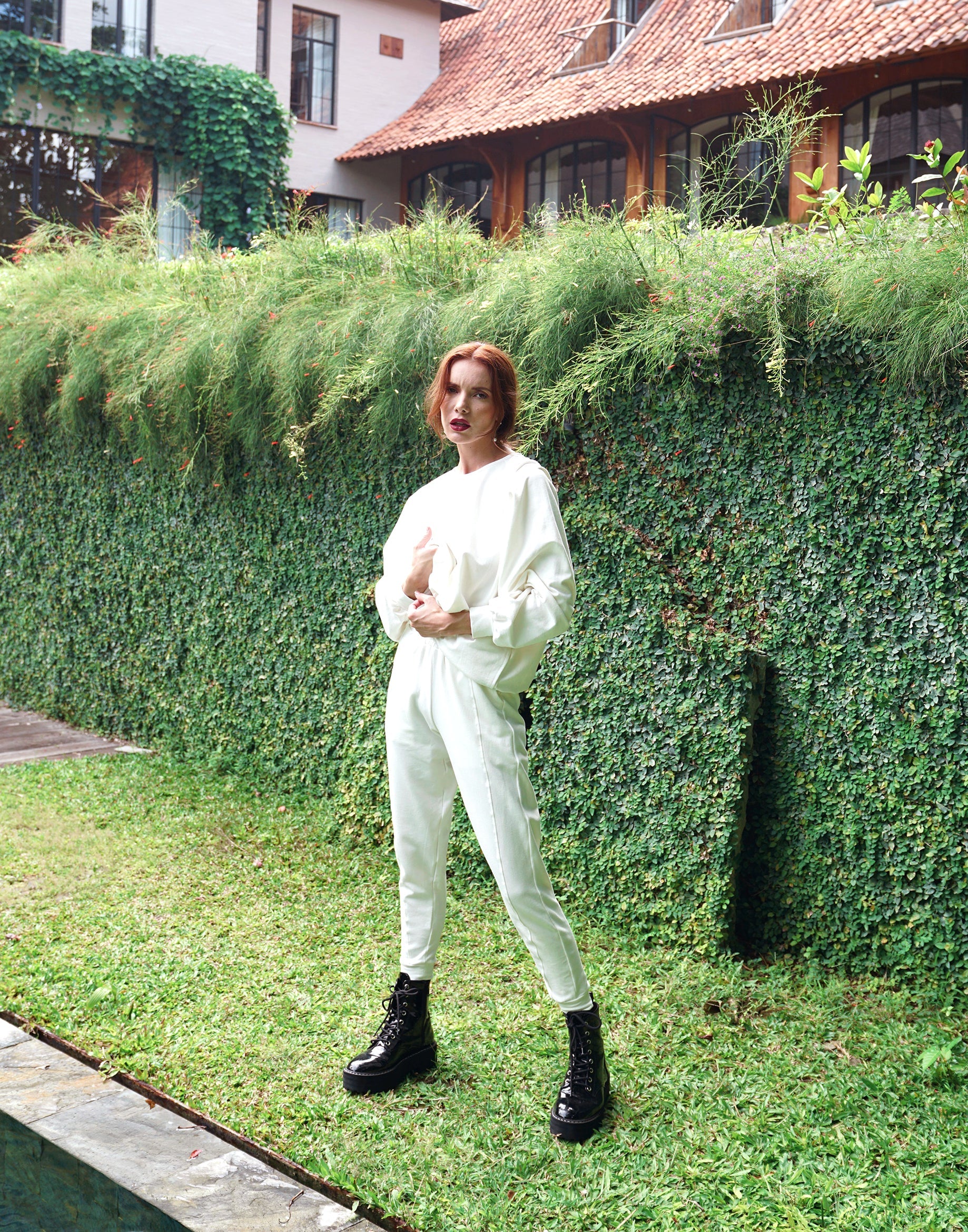 Haley Bamboo Fleece Sweater, in Off White