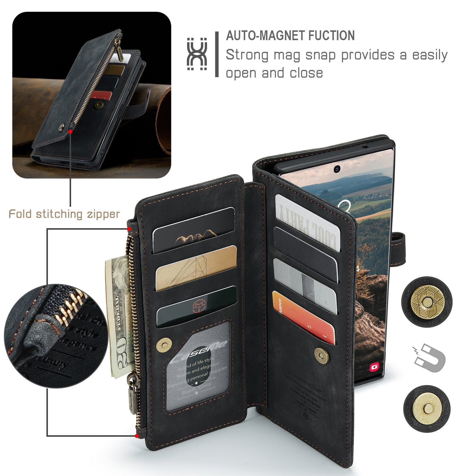 Premium Vegan leather Wallet Case for iPhone