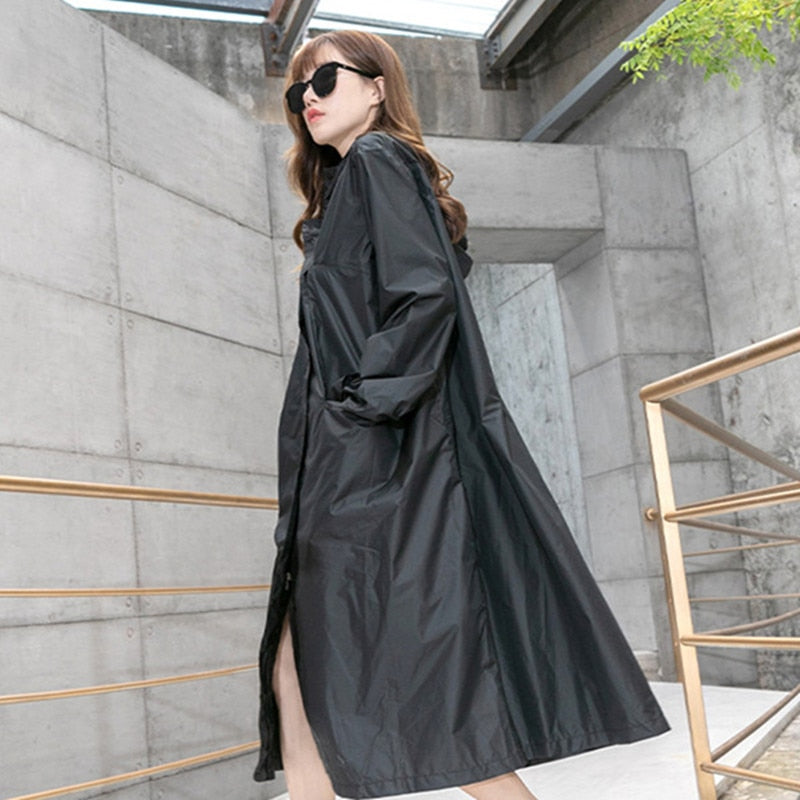 Long Raincoat With Hood