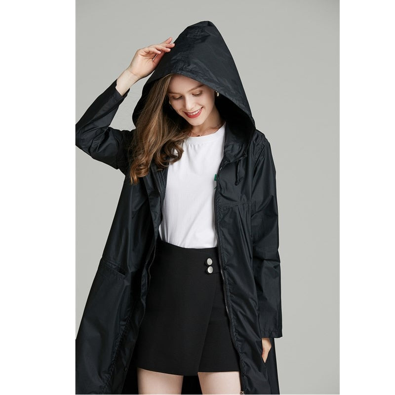 Long Raincoat With Hood