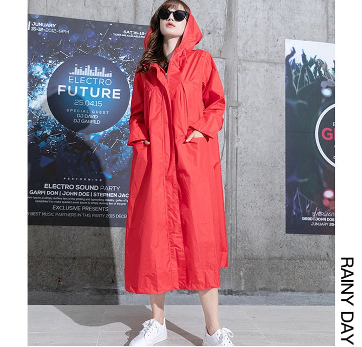 Long Raincoat With Hood