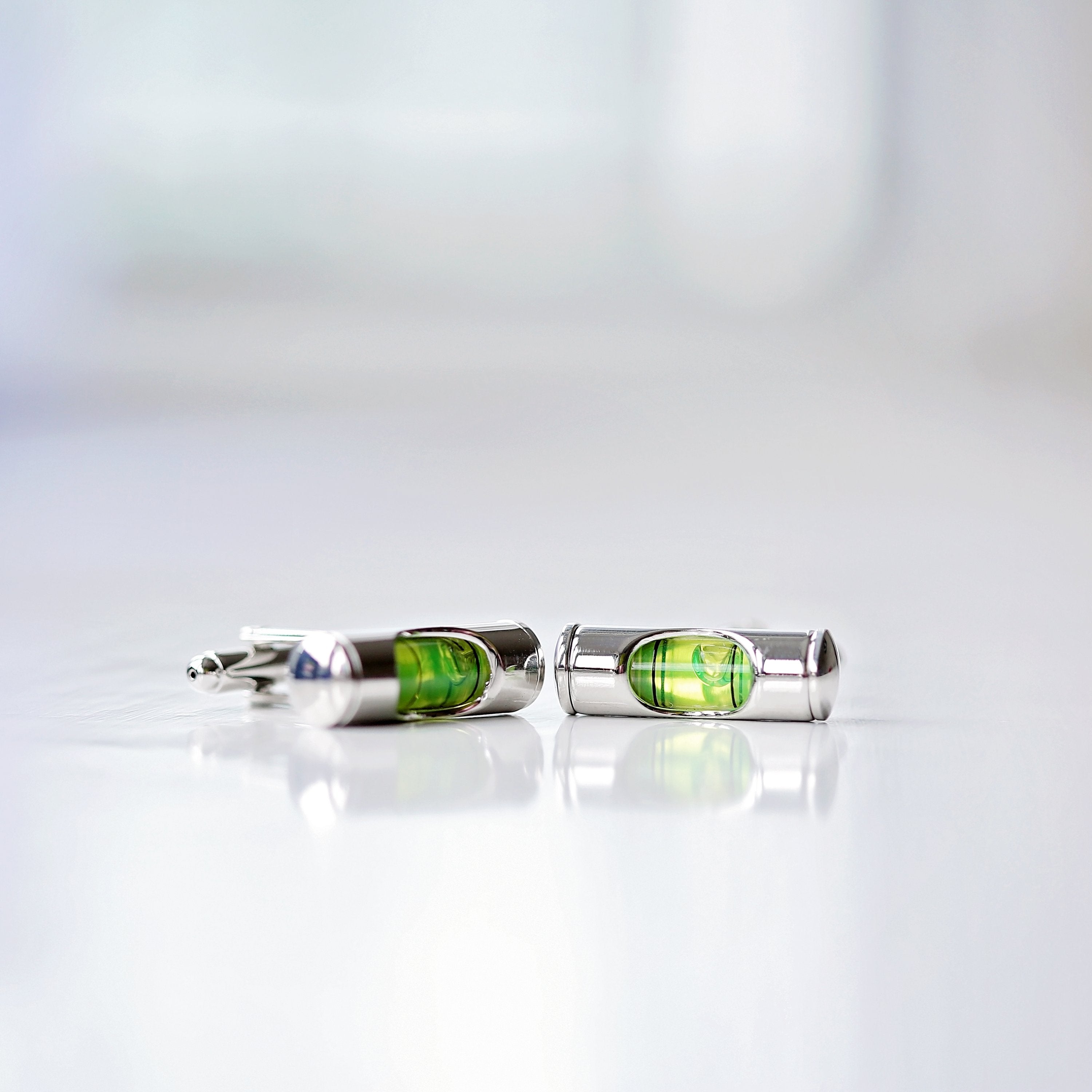 Spirit Level Cufflinks with Engraved Box