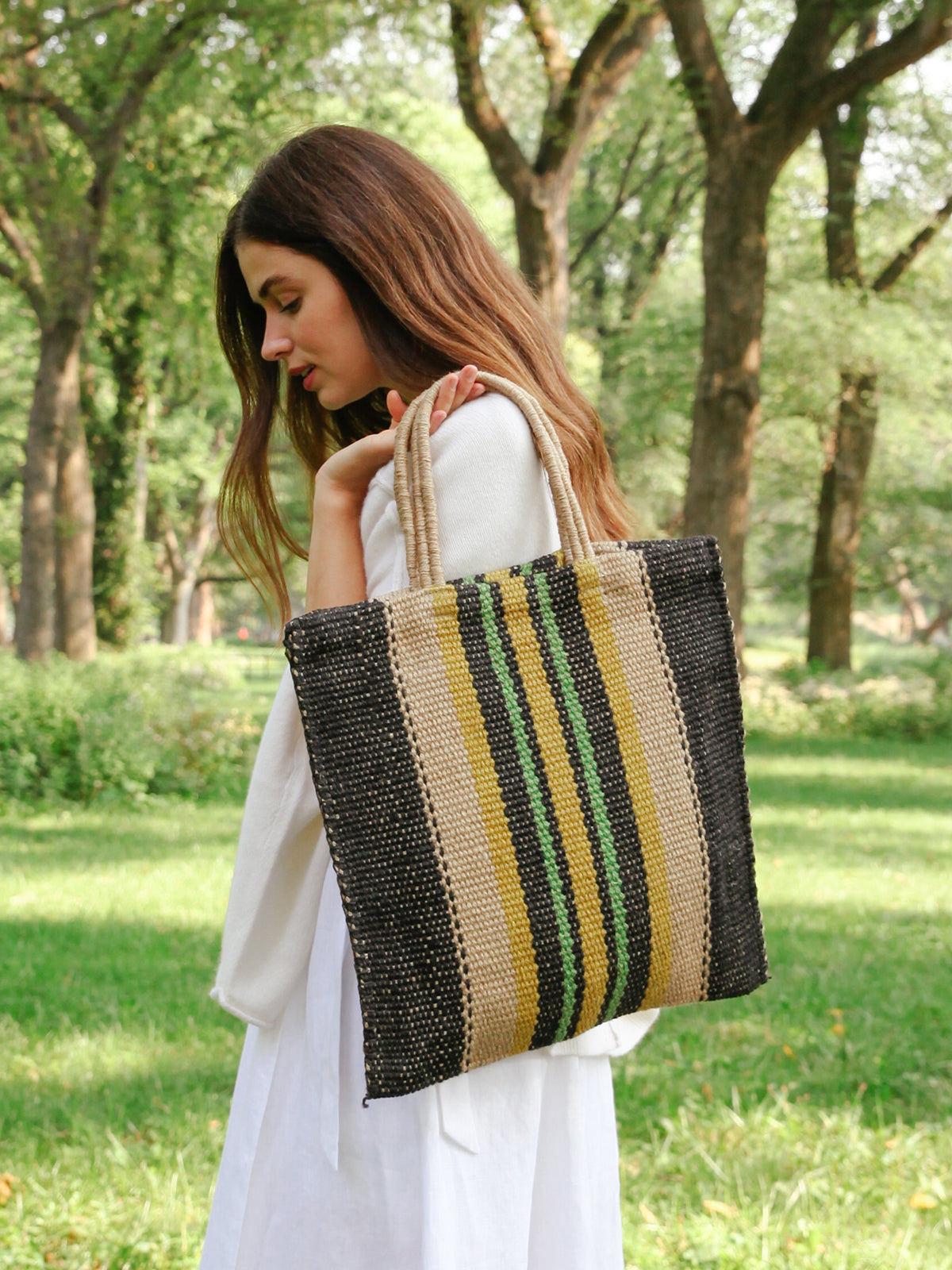 Dora Jute Tote - Multi Navy