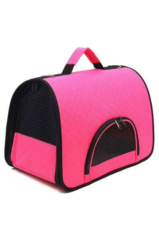 Quilted Faux Leather Tunnel Shape Pet Carrier Bag