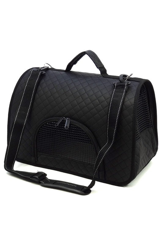 Quilted Faux Leather Tunnel Shape Pet Carrier Bag
