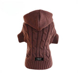 Dog and Cat Cable Knit Sweater Hoodie - Brown