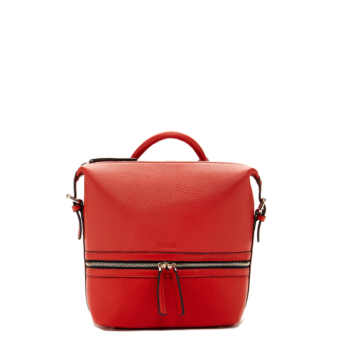 Red Leather Backpack Purse Convertible Crossbody Bag