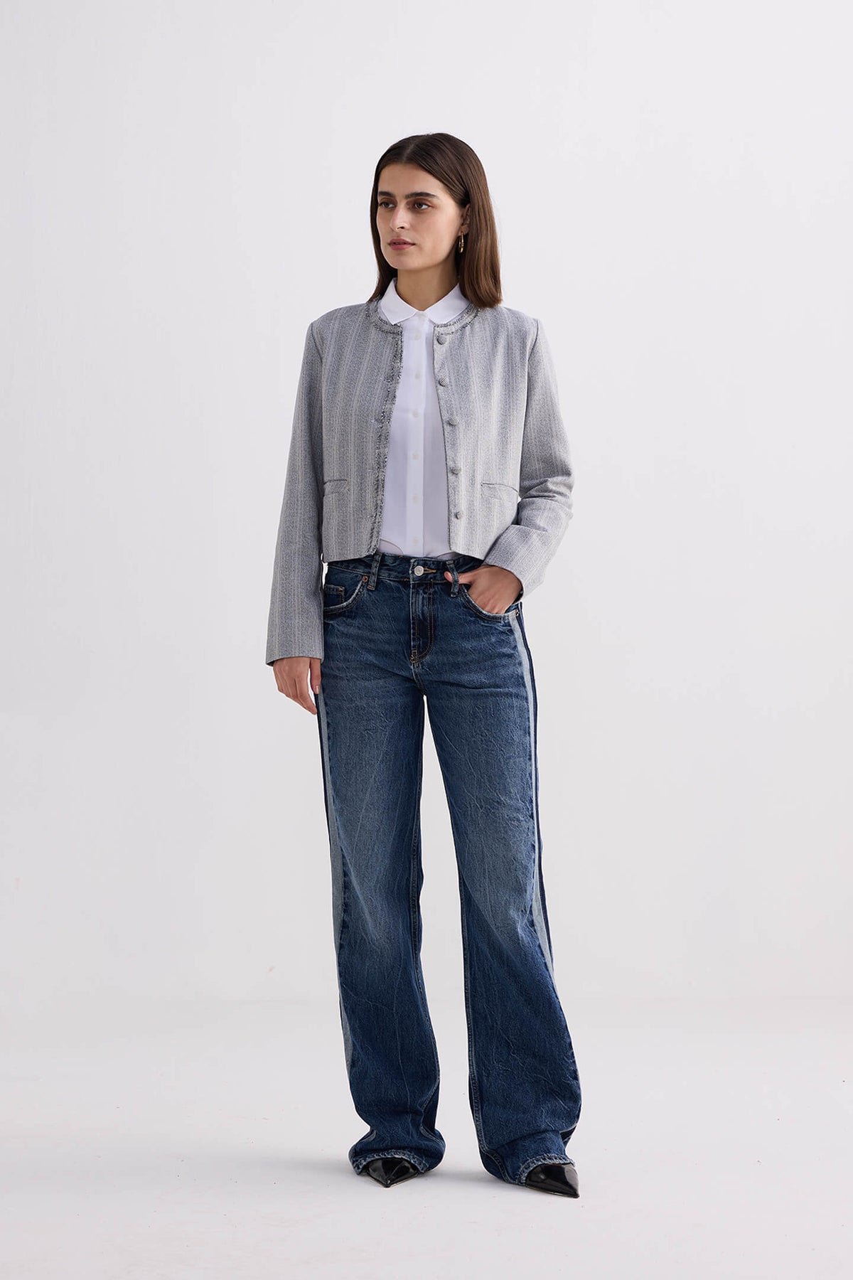 Lady Jacket in Grey Cotton Tweed