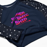 Galaxy Pink Gradient with Star Pattern Super Cosmic Ship Crop Top 🚀✨