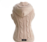 Dog and Cat Cable Knit Sweater Hoodie - Beige