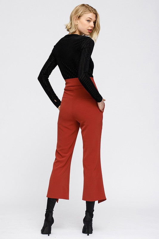 Sky's In View High Waist Front Slit Trouser