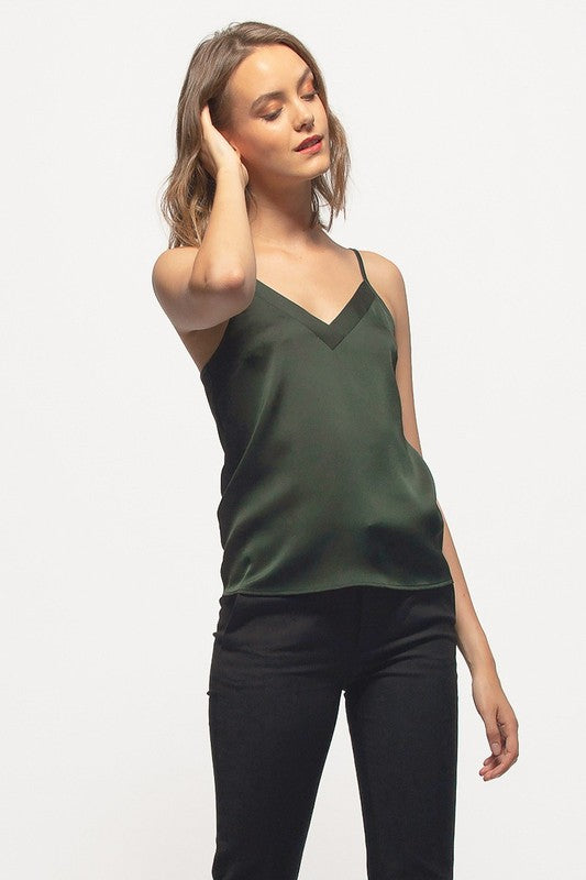 Ever So Sultry V Neck Satin Cami