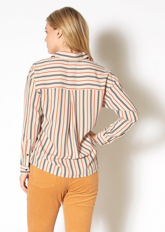 Subliminal Button Up Multi Stripe Shirt