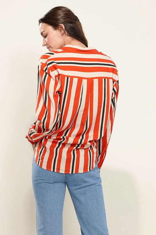 Real You Stripe Linen Button Down Shirt