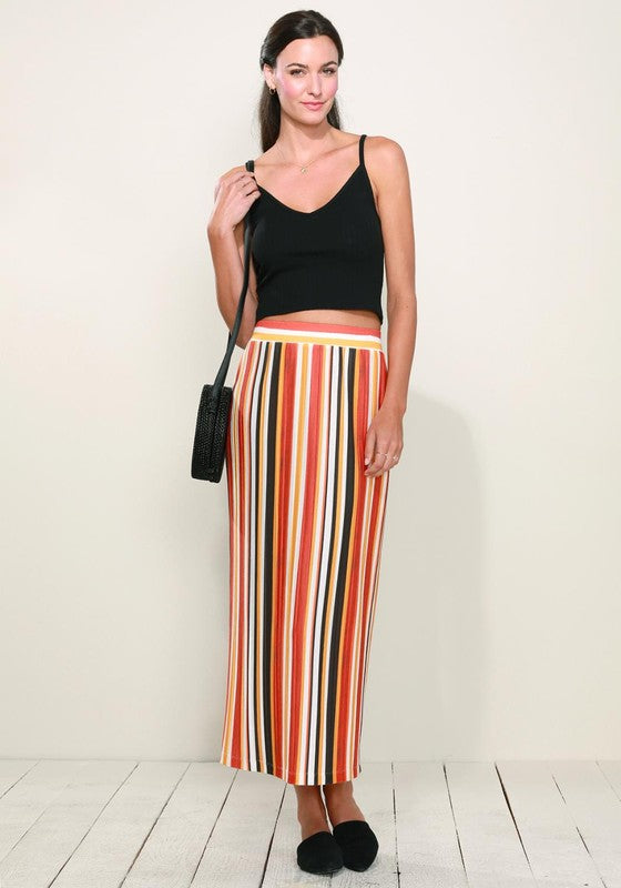 In My System Elastic Waist Printed Maxi Skirt