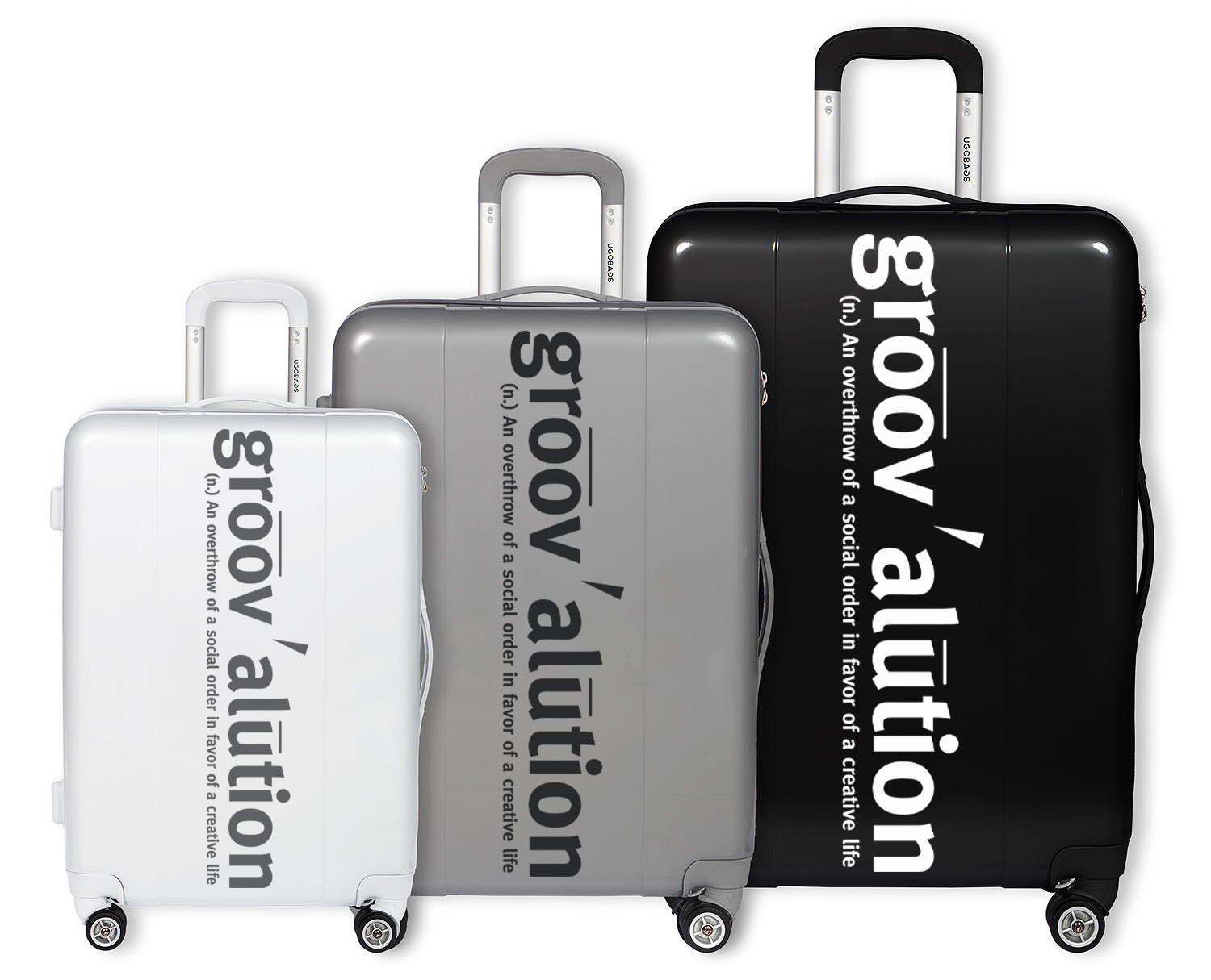 Grey & White Groovalution Suitcase