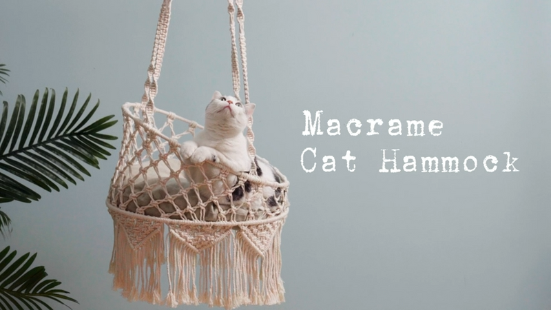 Boho Macrame Hanging Cat Hammock Bed