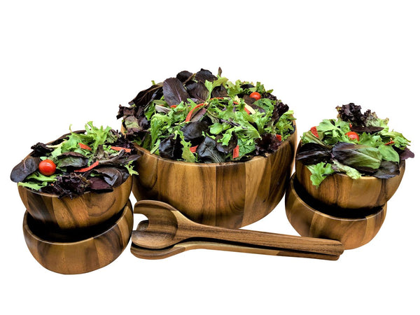 Dragor 7 Piece - Extra Large Salad Bowl with Servers and 4 Individuals