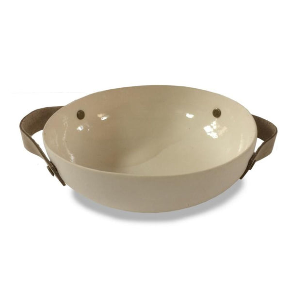 BOWL - HANDMADE WITH LEATHER HANDLES - 17CM