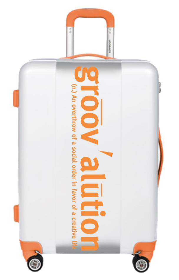 White & Orange Groovalution Suitcase